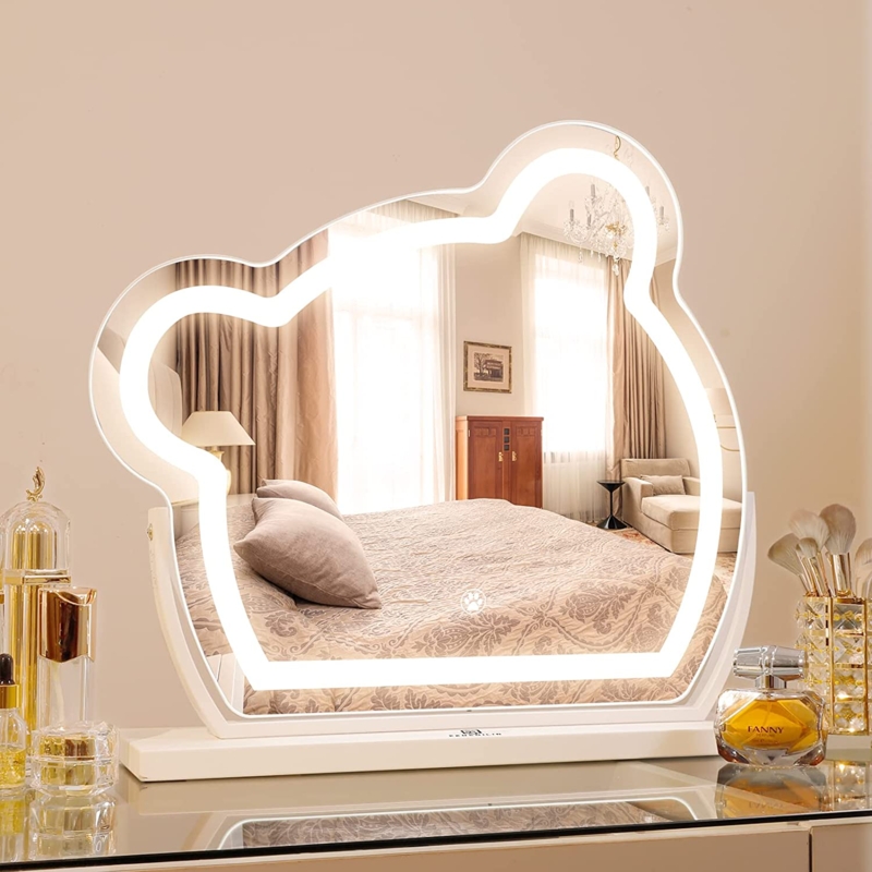 Bear Shaped Vanity Mirror, Integrated LED Lighting