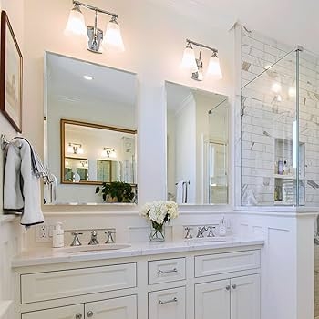 Beveled Edge Bathroom Mirrors Set of 2 for Double Vanity