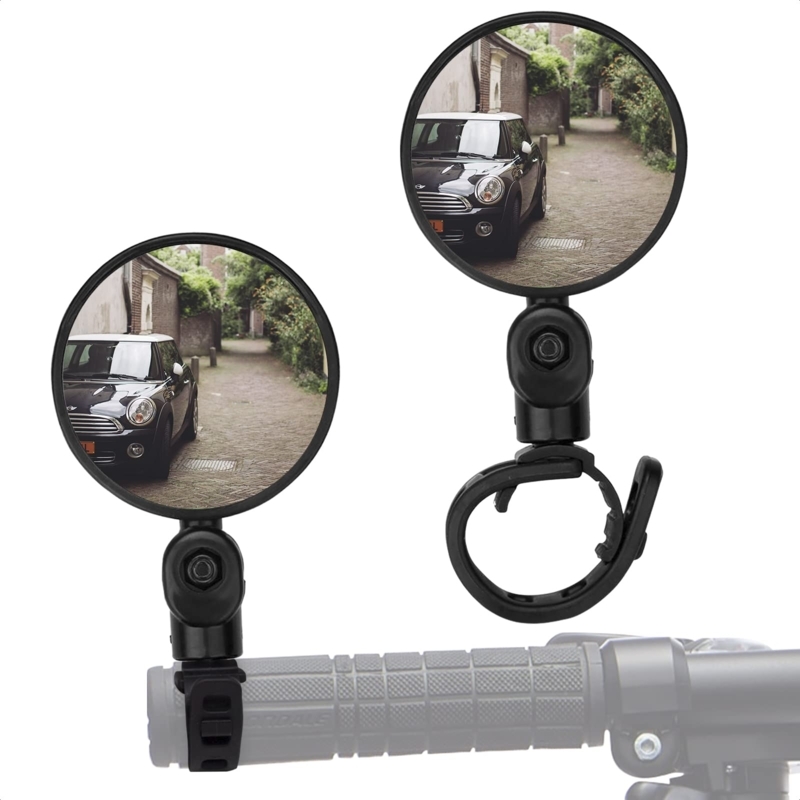 Bicycle Mirror Pair Rotatable Handlebar Mount Convex Safety