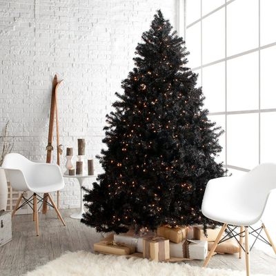 Black Artificial Christmas Tree Scandi Style Silver Accents Chic
