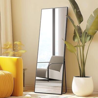 Black Frame Floor Mirror Ideas Thin Profile Easel Stand Airy Living Room
