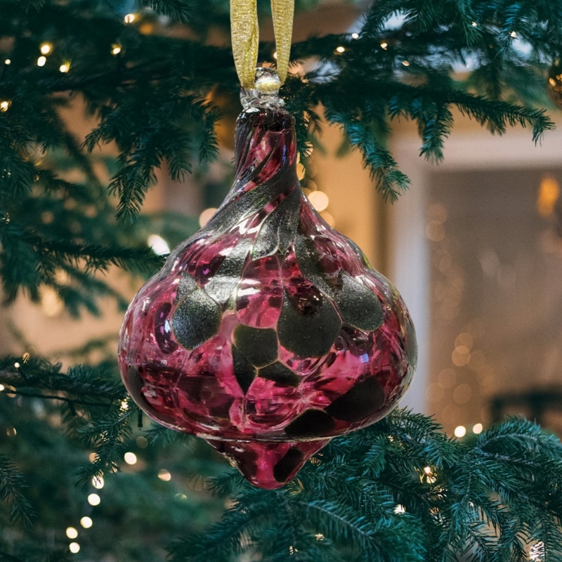 Blown Glass Ornament Bell Shape Mottled Texture Artisan Holiday Decor