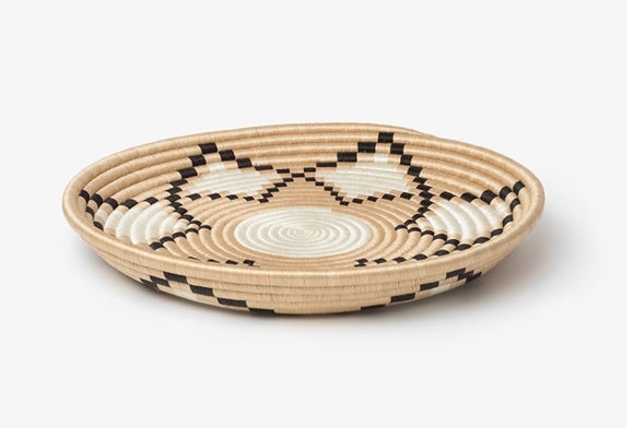 Bohemian Wall Basket Decor Woven Tray Sunburst Pattern