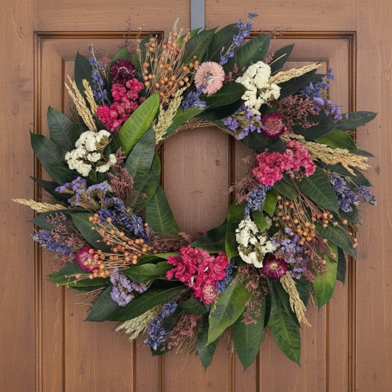 Boho Chic Wreath in a Muted Blush Pink and Terracotta Palette