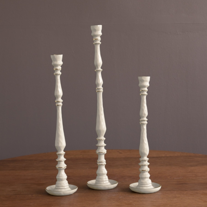 Bubbly Texture Candlestick Holder, Cream Ceramic Modern Organic