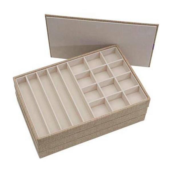 Camel Leather Tray Set Perimeter Stitching