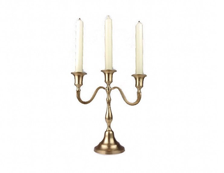 Candelabra Antique Brass Finish Three Arm Traditional Style