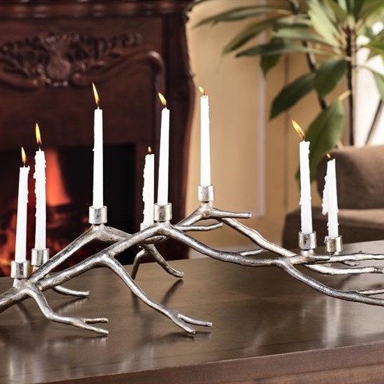 Candelabra Bronze Branch Silhouette Bark Texture