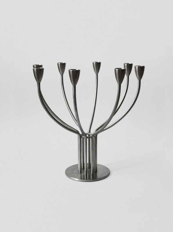 Candelabra Brushed Metal Five-Arm Geometric Silver Minimalist