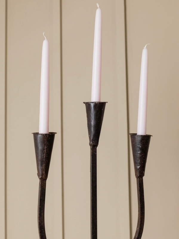 Candelabra Brutalist Metal Sculptural Silhouette vintage three arm holder