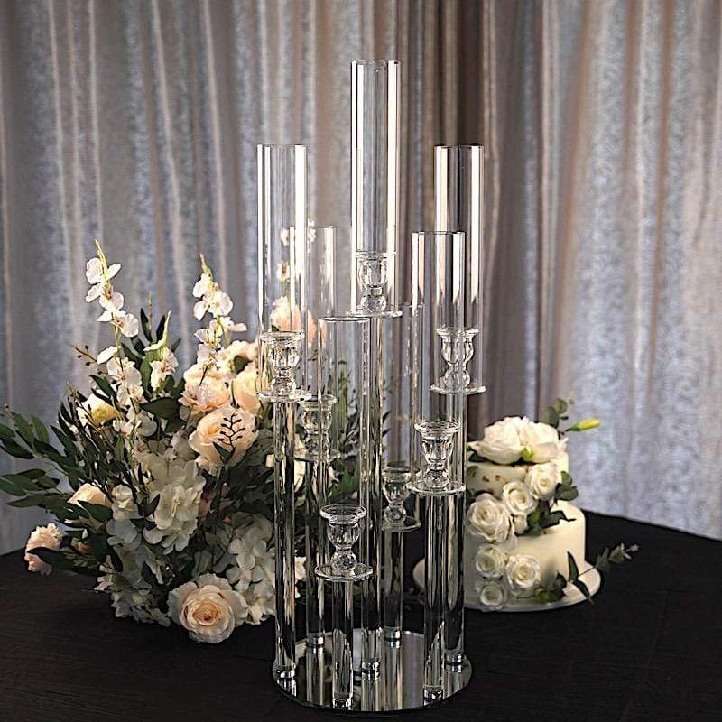 Candelabra Clear Glass Seven Arm Faceted Crystal