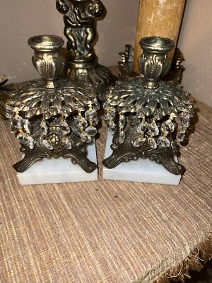 Candelabra Double Arm Silhouette Antique Gold Hollywood Regency