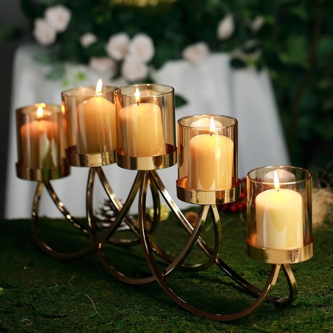 Candelabra Five Arm Horizontal Silhouette elegant wedding table decor