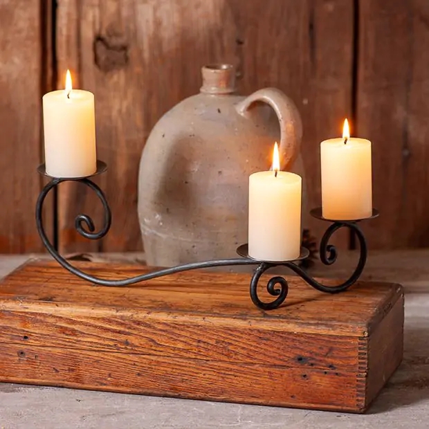 Candelabra Hurricane Glass Scrollwork Base Matte Black Farmhouse