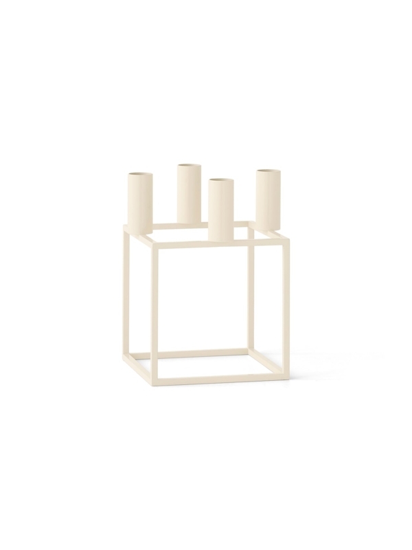 Candelabra Ivory Finish Cube Frame, Minimalist Scandinavian Decor.