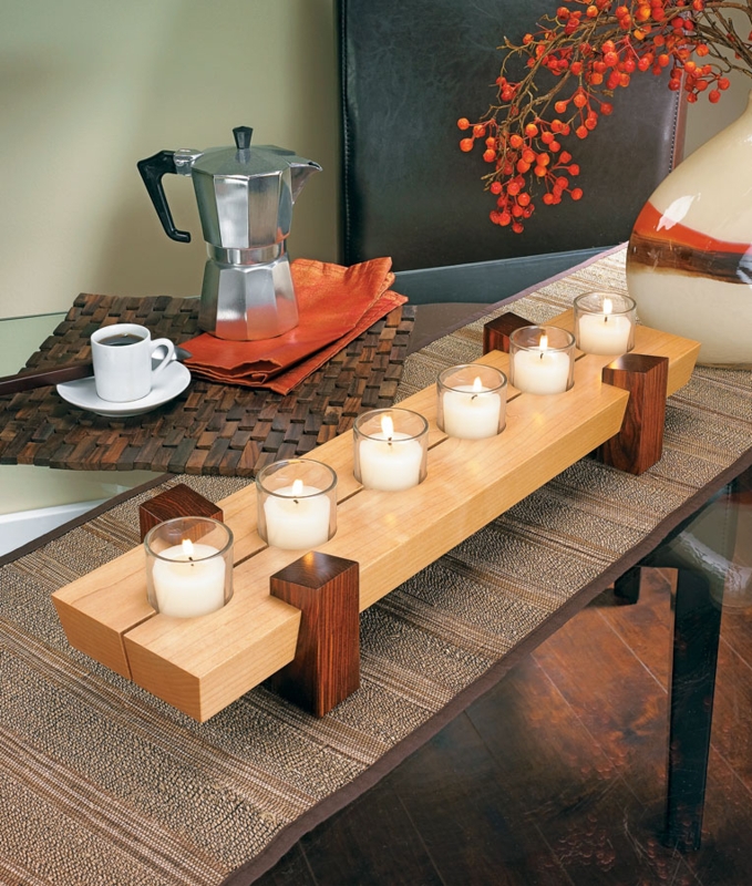 Candelabra Long Linear Form Six Candle Capacity Rustic Modern Decor