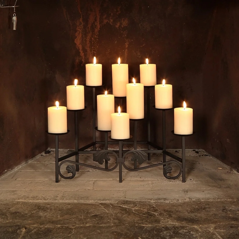 Candelabra Matte Black Wrought Iron Cathedral Arch Design Gothic