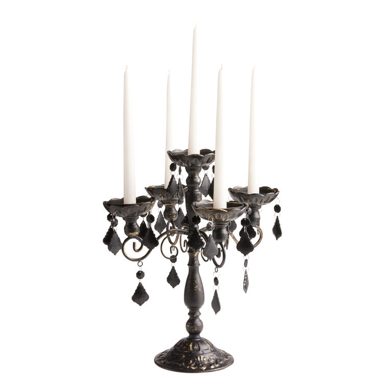 Candelabra Minimalist Black Metal Linear Staggered