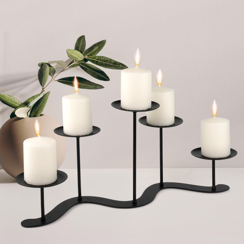 Candelabra Multi-Tiered Matte Black modern farmhouse fireplace accents