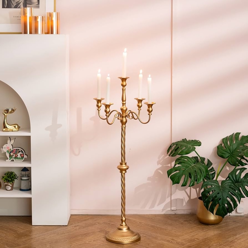 Candelabra Polished Gold Five Arm Curved Silhouette Traditional