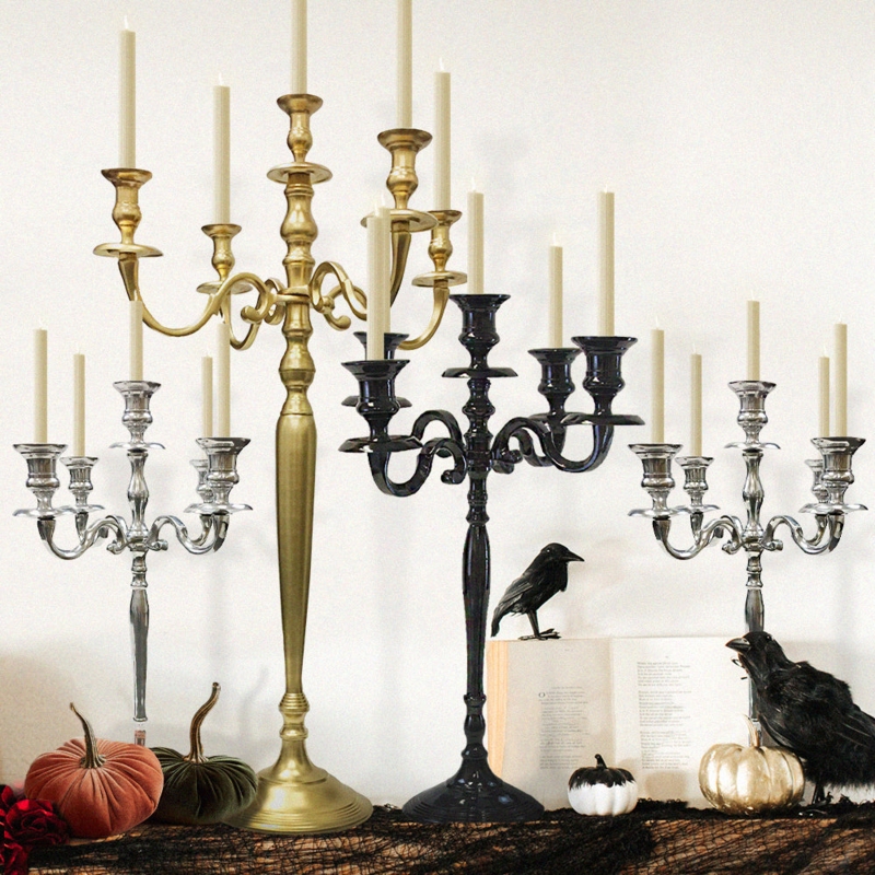 Candelabra Polished Silver Five Arm Curved Design
