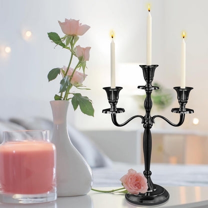 Candelabra Scrolled Arm Matte Black Gothic Style