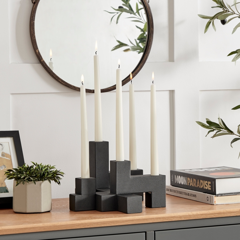 Candelabra Set Multi Armed Architectural Silhouette Matte Metal