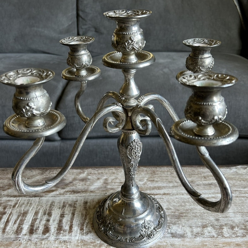 Candelabra Silver Plated Ornate Baroque Scrolling