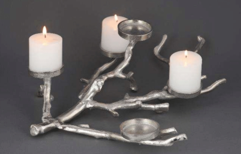 Candelabra Silver Tree Branch with Bird Accents and Five Light Design