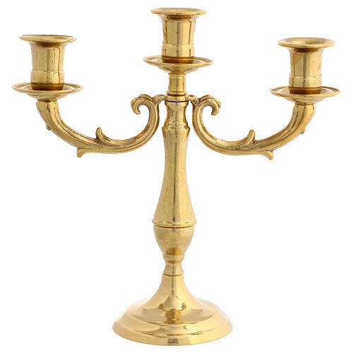 Candelabra Three Branch Brass with Ornate Pedestal Base