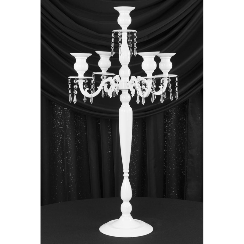 Candelabra White Metal Five Arm Ornate Scrollwork Centerpiece