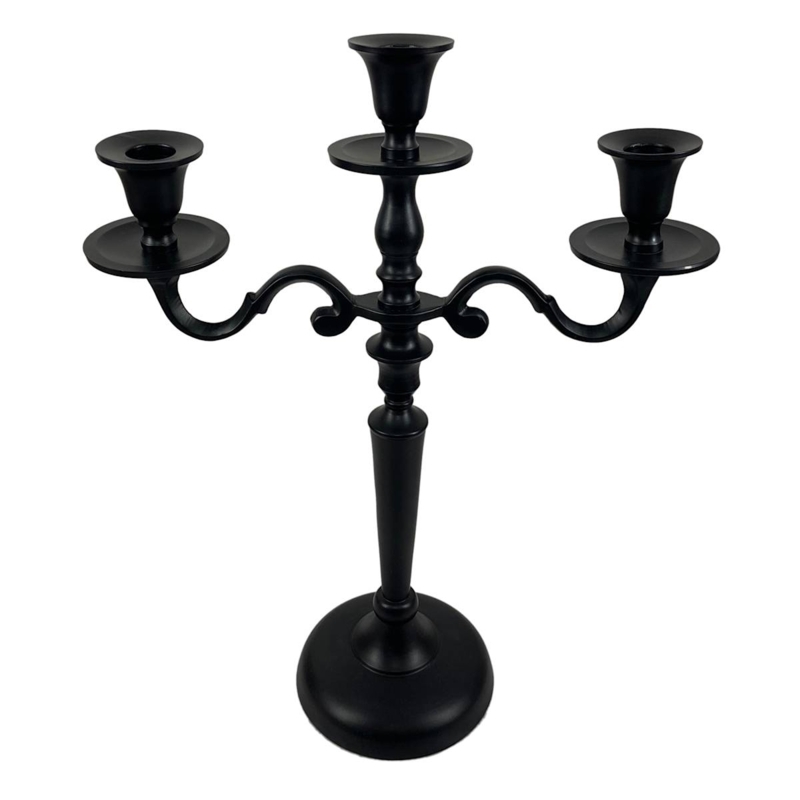 Candelabra with Five-Light Scroll Arms for Traditional Gothic Mantel Decor.