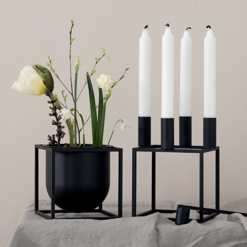 Candle Holder Architectural Cubic Frame, Scandinavian Tabletop Decor.