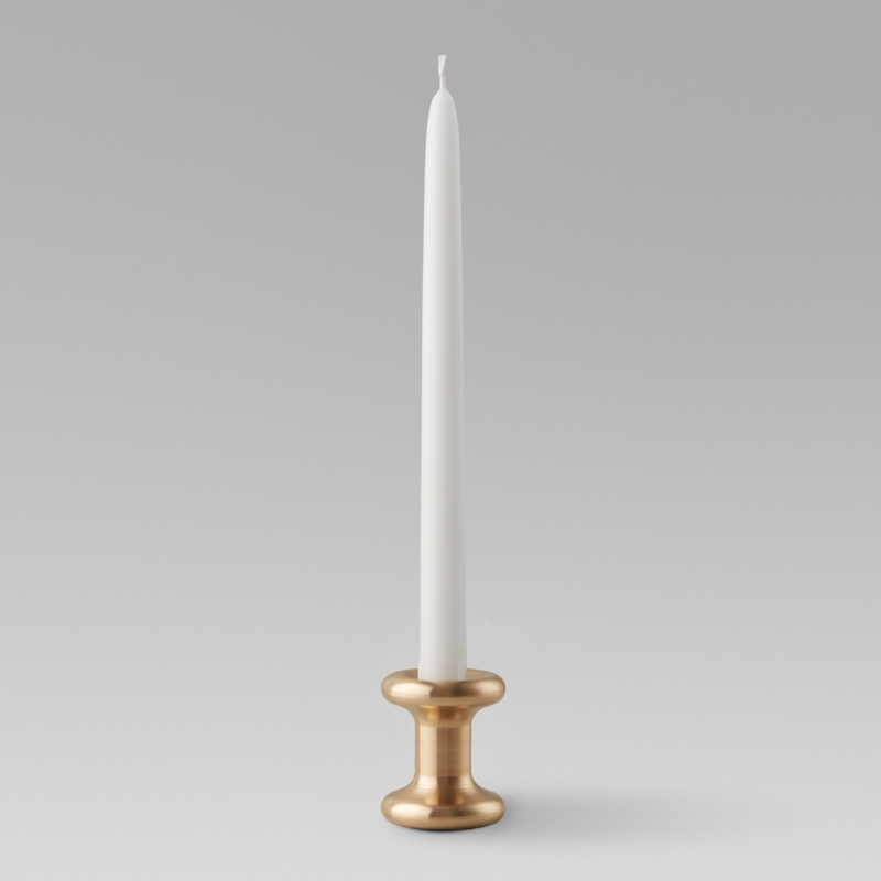 Candle Holder Brushed Brass Cylindrical Base Low Profile Minimalist Styling