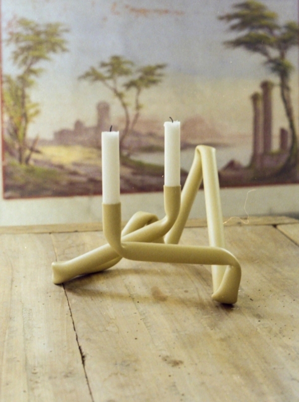 Candle Holder Ceramic Looped Tubular Form Sculptural Minimalist