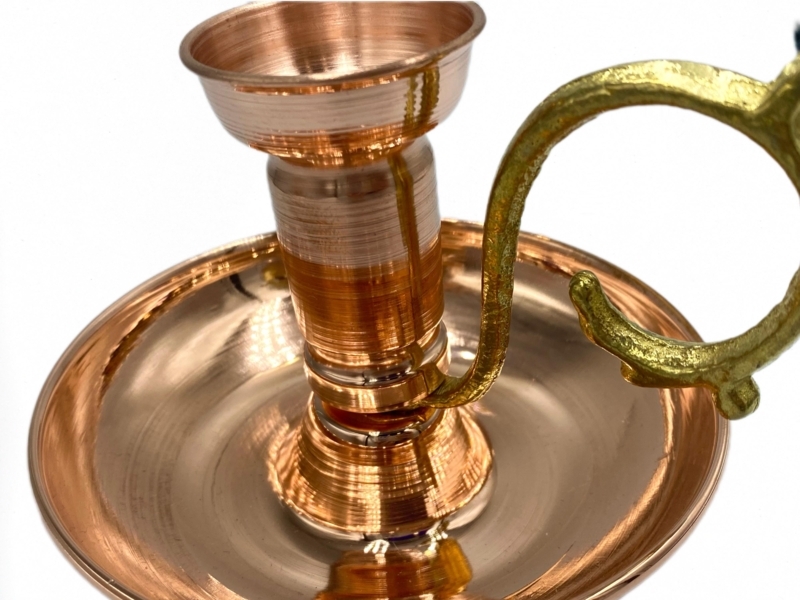 Candle Holder Copper Gold Pedestal Silhouette Flared Rim 9cm Height