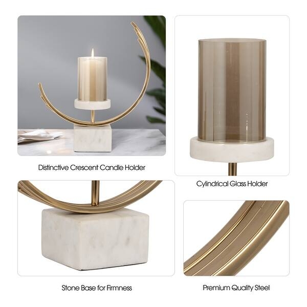 Candle Holder: Crescent Silhouette with Three Tiered Pillar Platforms