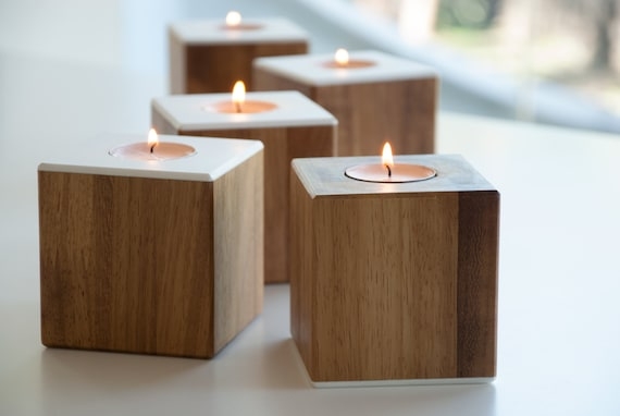 Candle Holder Cylindrical Wood Form Minimalist Scandinavian Style