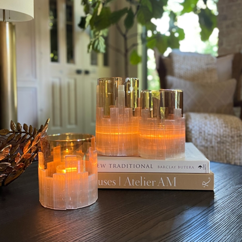 Candle Holder Faceted Glass Architectural Sculptural Form Set