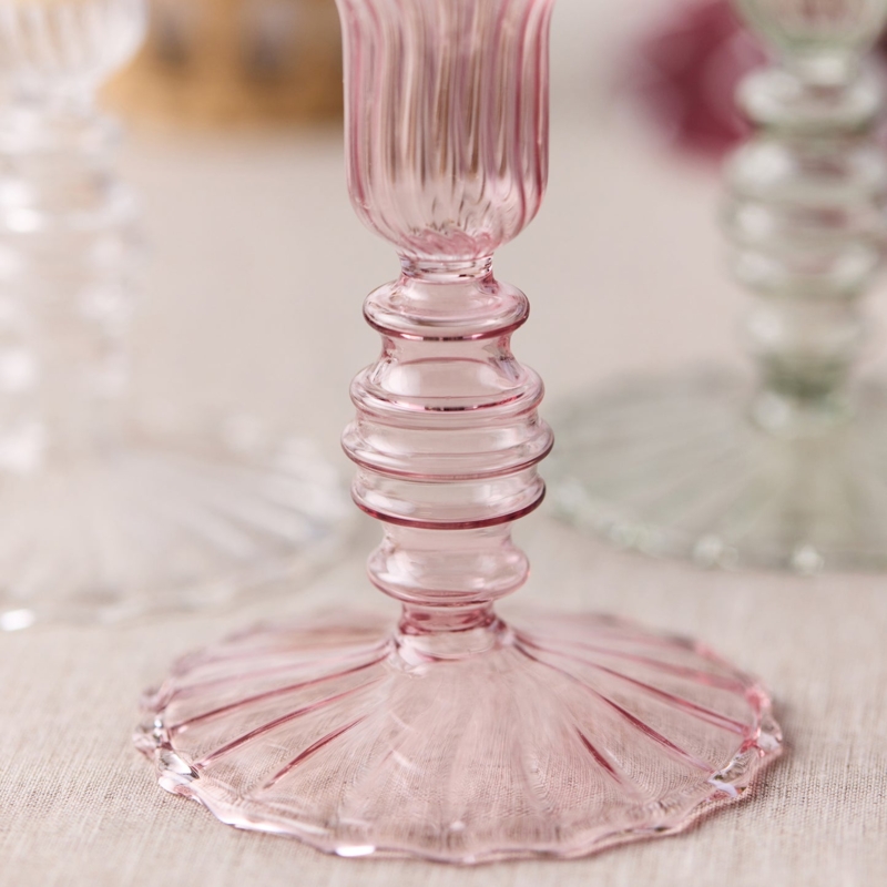 Candle Holder for Taper in Fluted Glass with Glossy Finish