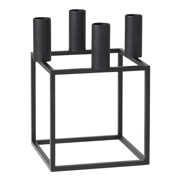Candle Holder Four Candle Slots, Matte Black Scandinavian Metal Taper.