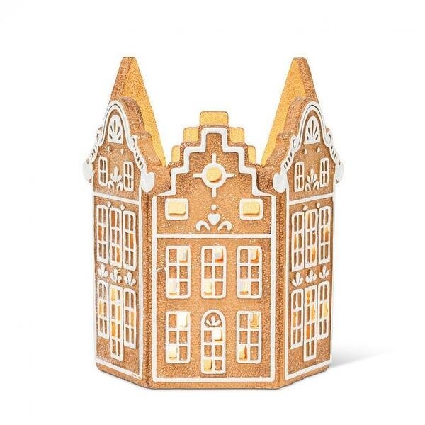 Candle Holder Gingerbread House Design Chimney Pillar Festive Decor