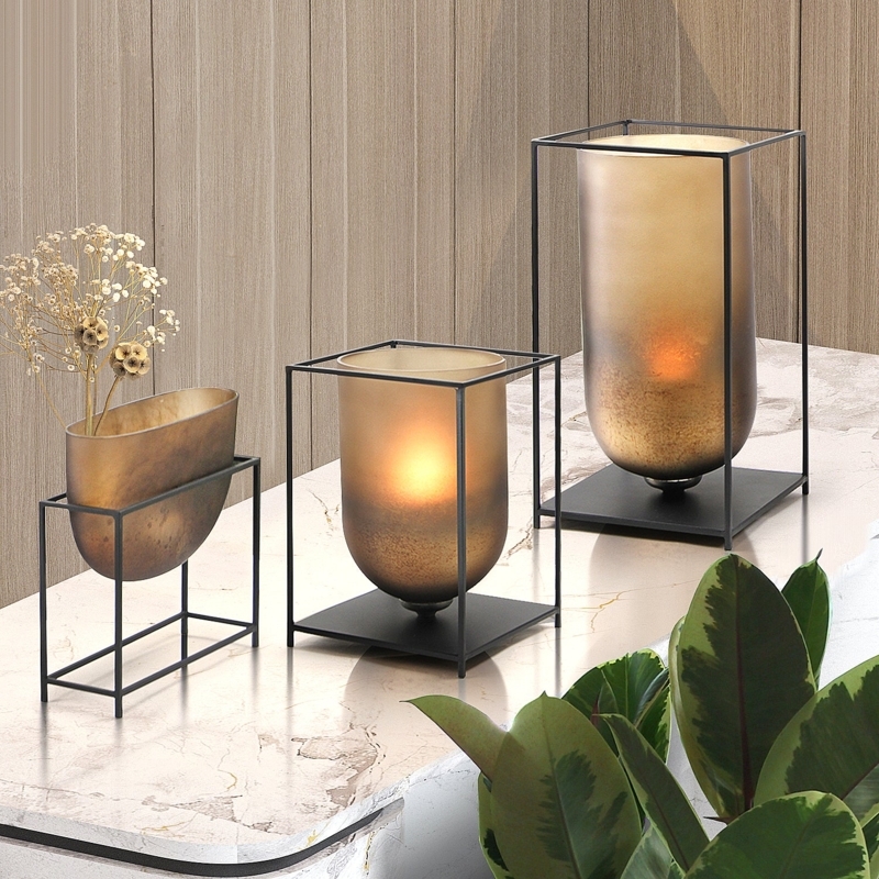 Candle Holder Glass Cylinder Crystal Fillers floating candle centerpiece