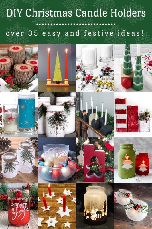 Candle Holder Glass Cylinder Glitter Dipped Base Bottle Brush Trees