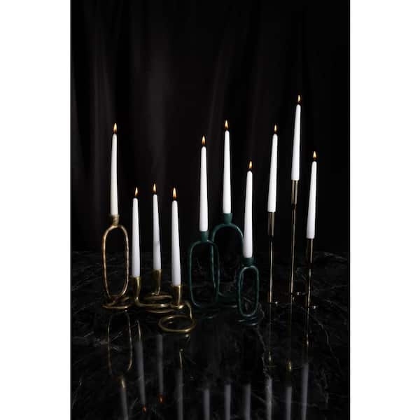 Candle Holder Gold Polished Metal Sculptural Interlocking Legs Loop
