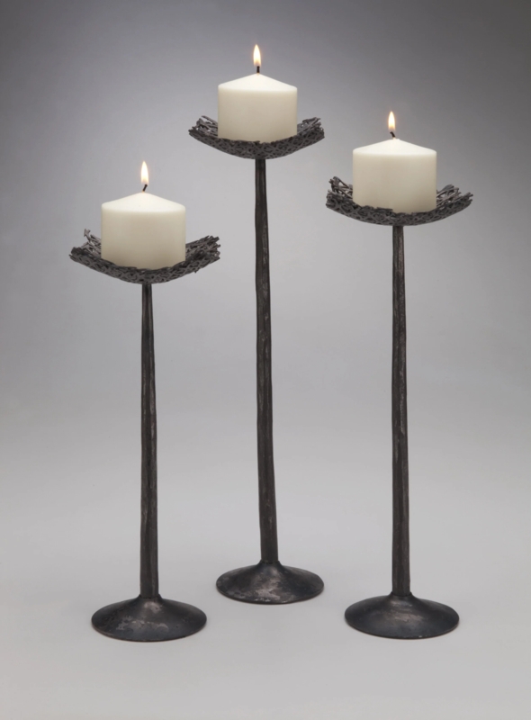 Candle Holder Hand Forged Nest Base rustic industrial mantel decor