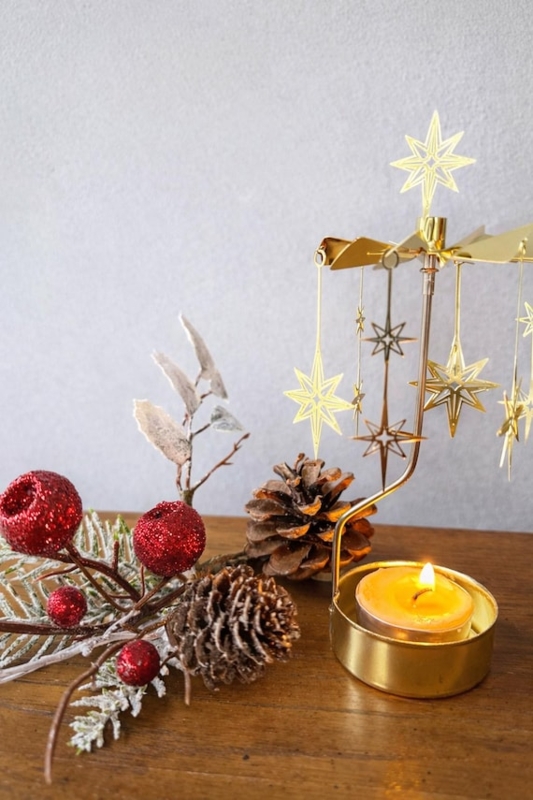 Candle Holder Kinetic Rotary Fan Star Charms Celestial Tea Light
