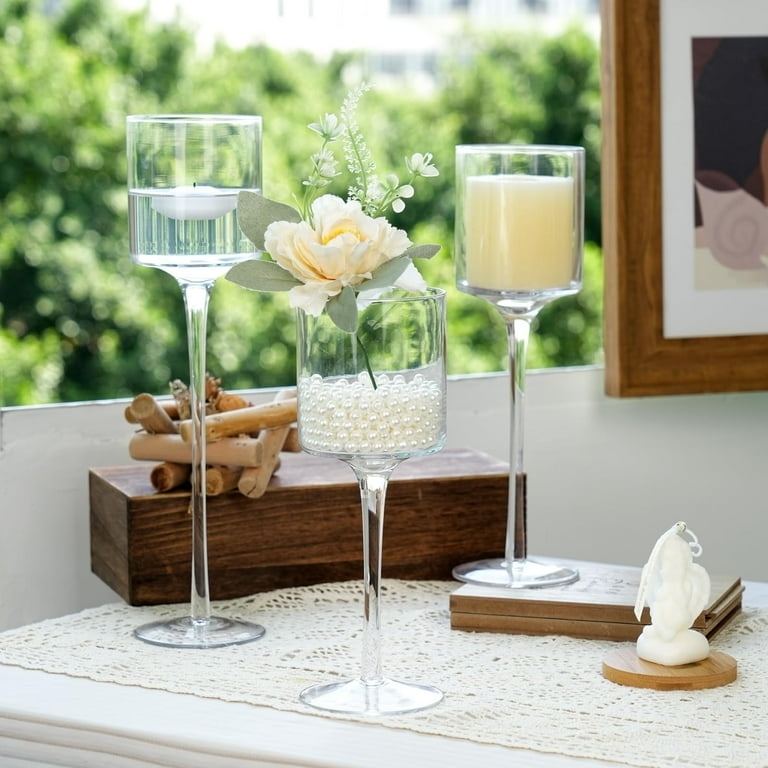 Candle Holder Long Stems Modern Glam Hurricane Shades