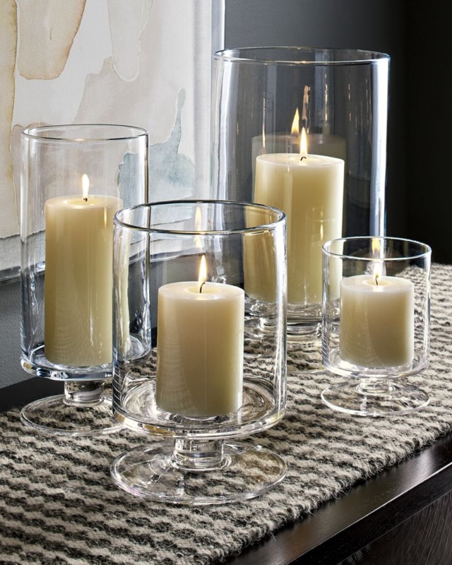 Candle Holder Matte Black Linear Form Integrated Pillar Plates