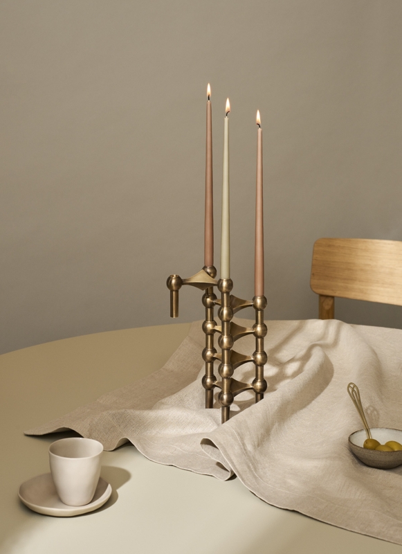 Candle Holder Modular Bronzed Brass Tripod Interlocking